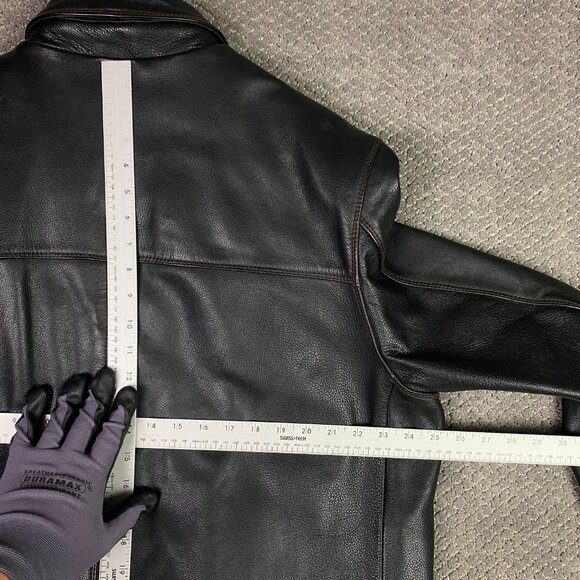 Vintage Columbia Leather Jacket Men's Large Heavyweight Button Front - Picture 11 of 16